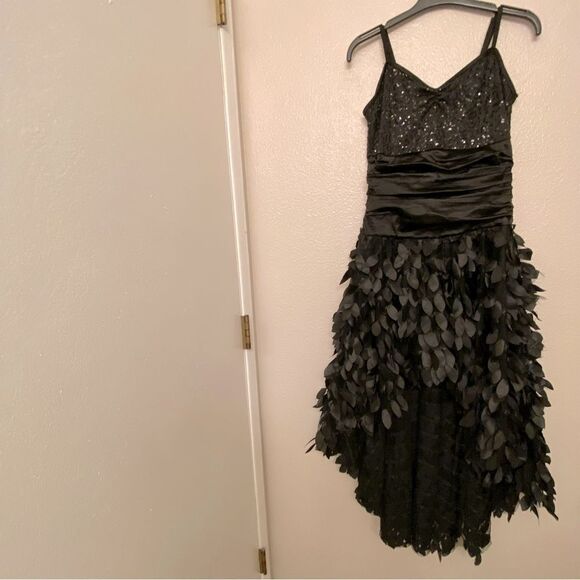 Weissman dance costume 6787 That Man black Feather Leaf High Low dress adult MC - Picture 2 of 15